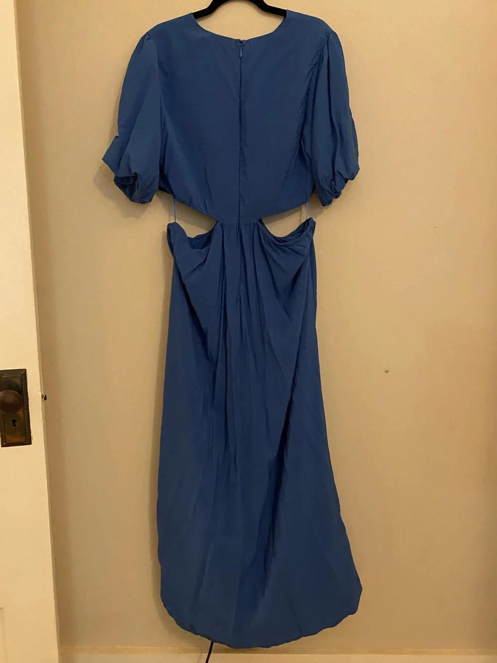 Abercrombie & Fitch Royal Blue Maxi Dress with Puff Sleeves size XL